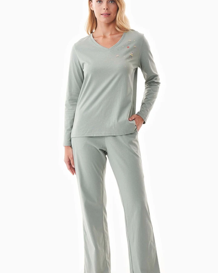 ORGANICATION Damen vegan Pyjama Set Tieerra Salbeigrün