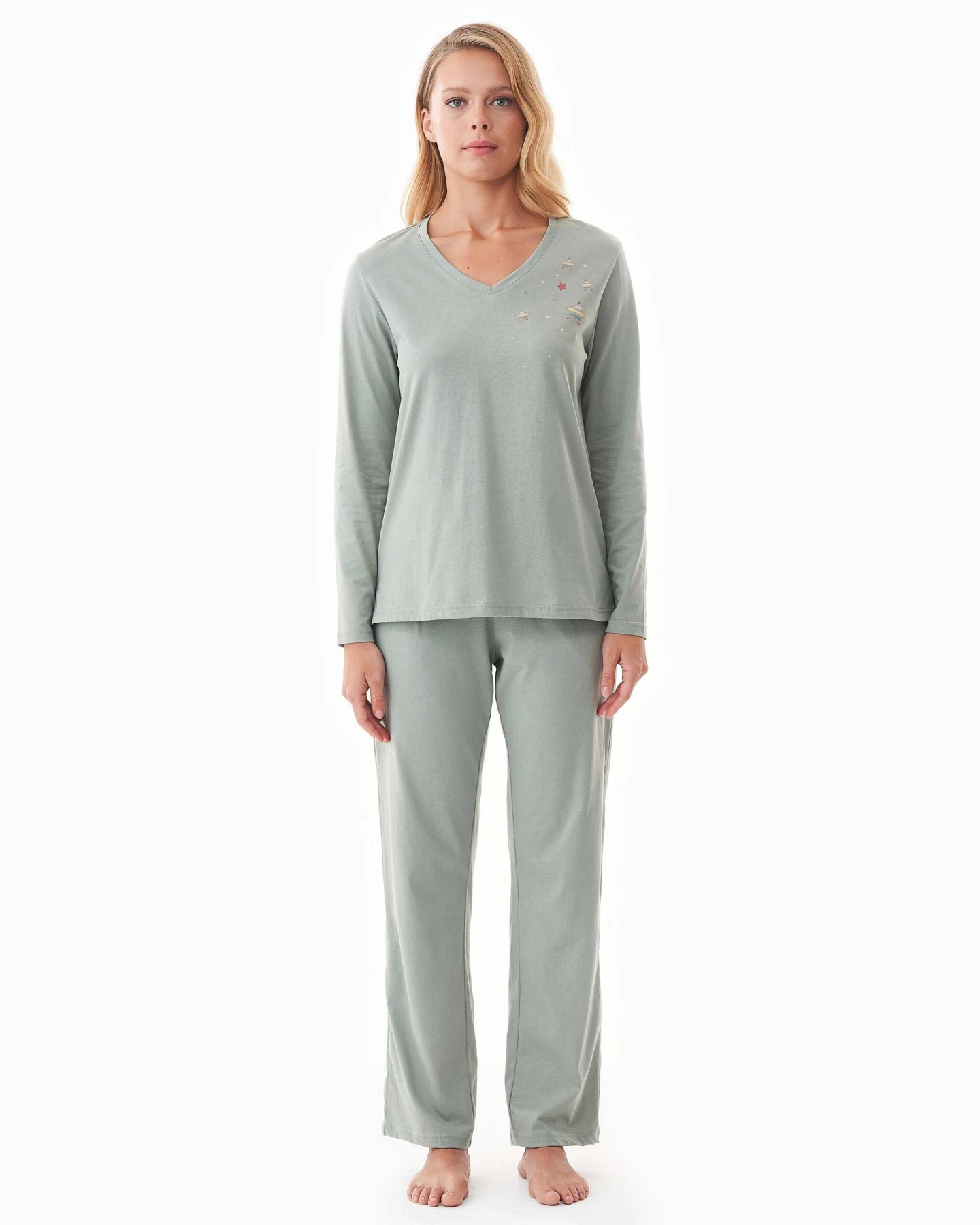 ORGANICATION Damen vegan Pyjama Set Tieerra Salbeigrün – Ansicht 2