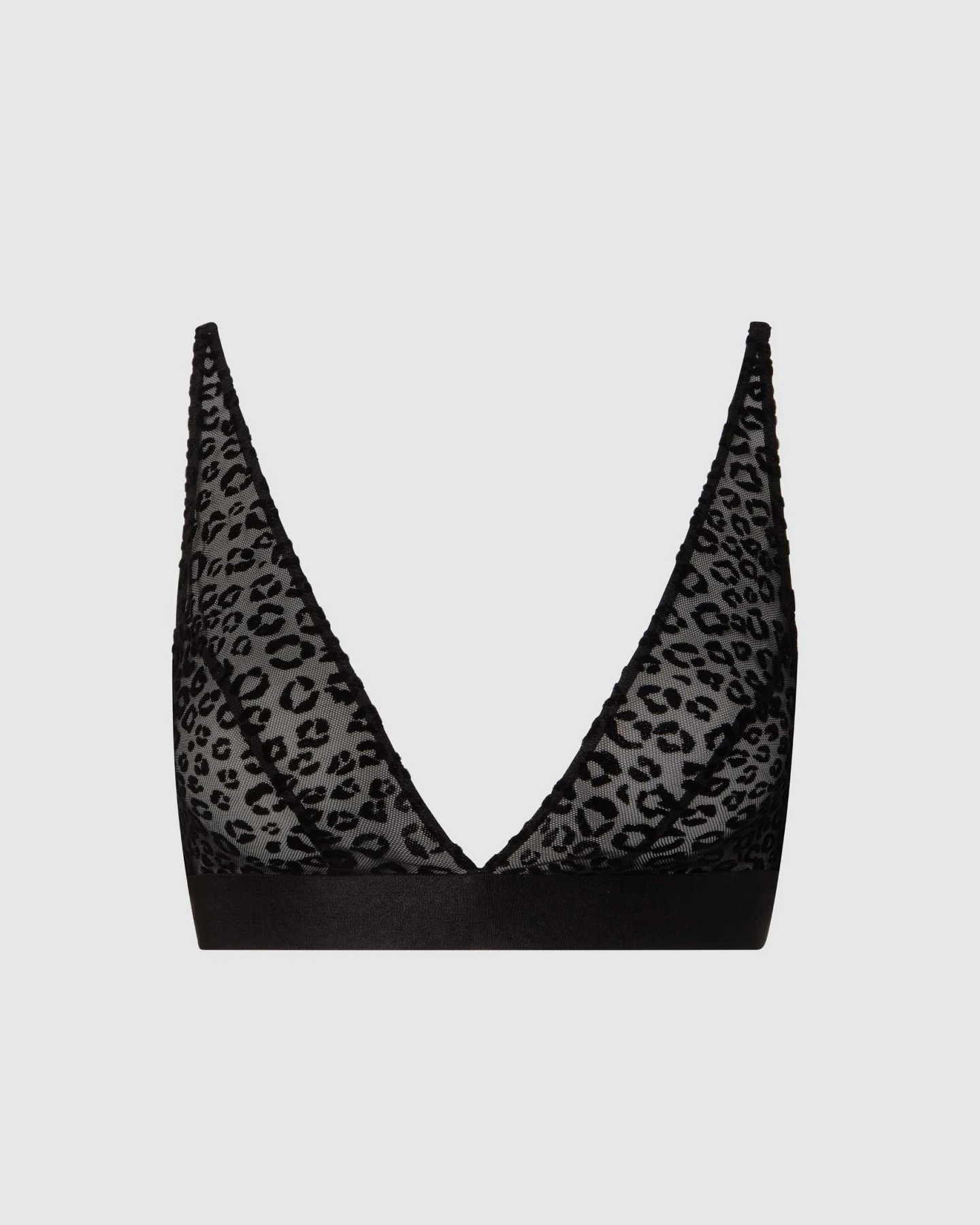 Understatement Damen vegan Bralette Plunge Mesh Wild Polish Leopard Schwarz – Ansicht 2