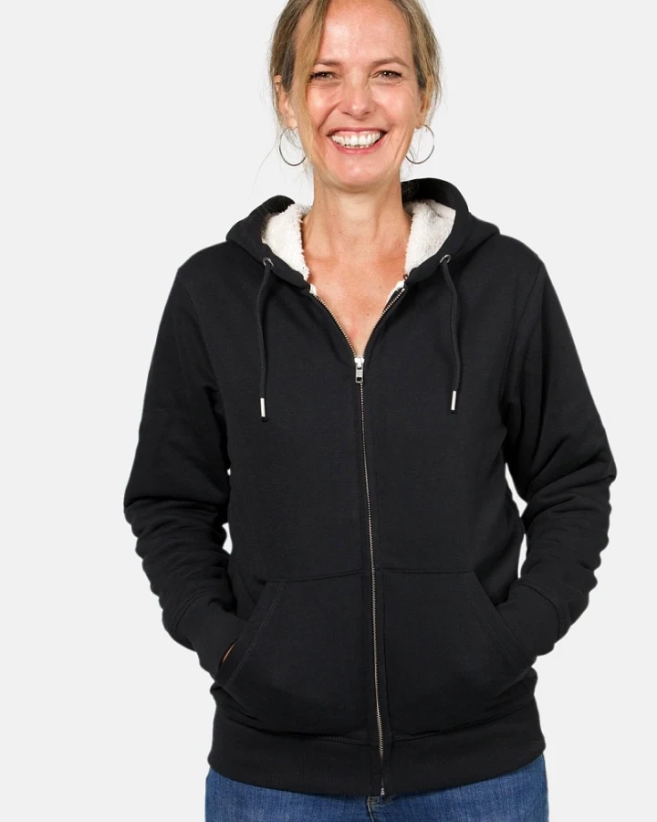 TORLAND Damen vegan Hoodie Winter Hygger Sherpa Schwarz