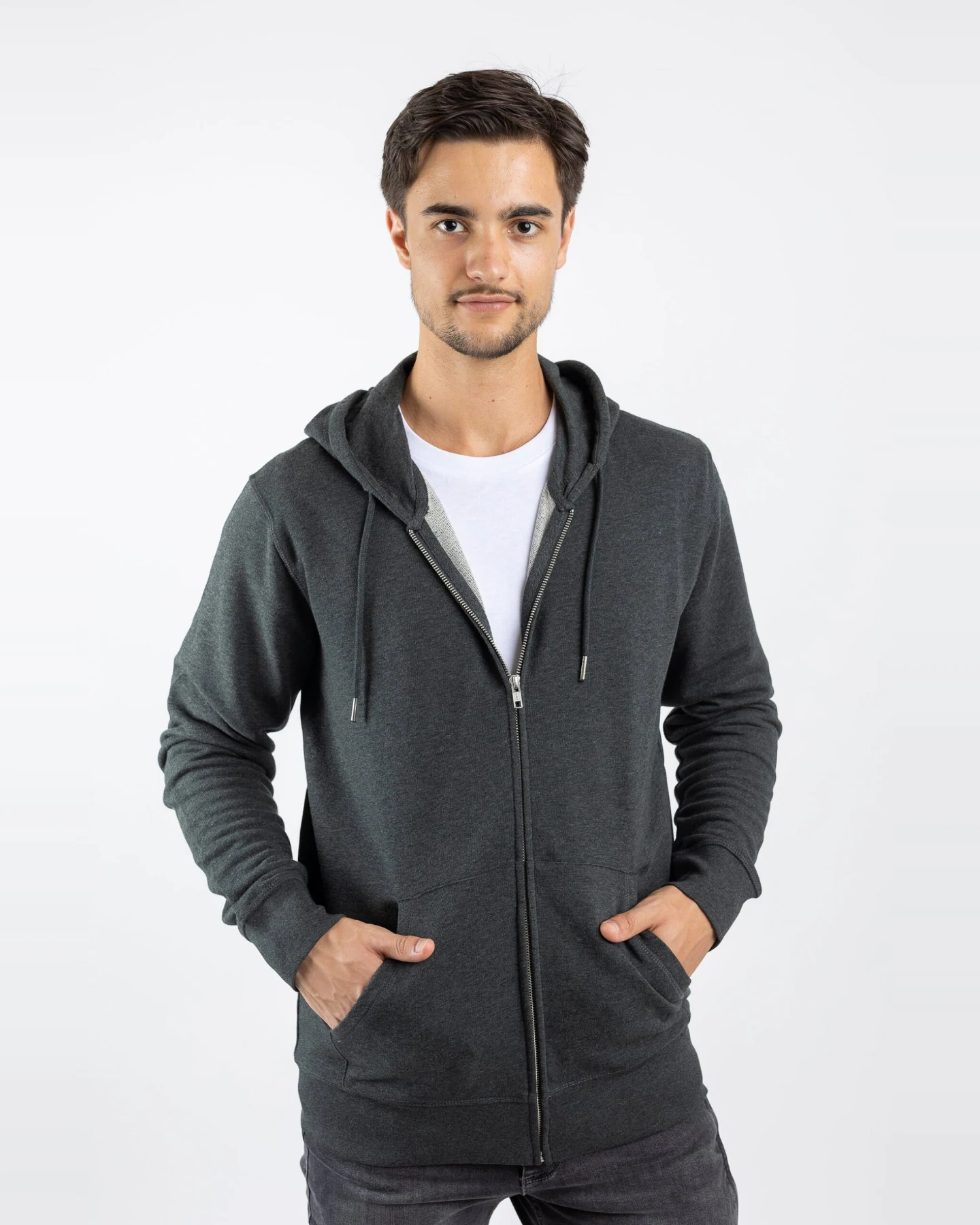 TORLAND Herren vegan Zip Hoodie Connector Dark Heather Grey – Ansicht 2
