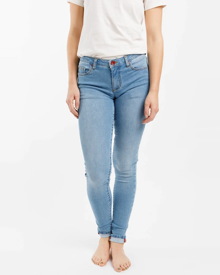 TORLAND Damen vegan Skinny Jeans Rosa Hell Indigoblau