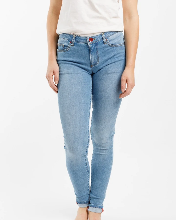 TORLAND Damen vegan Skinny Jeans Rosa Hell Indigoblau