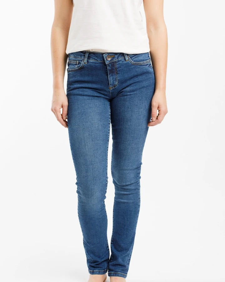 TORLAND Damen vegan Slim Jeans Regular Teresa Mid Indigo Blau