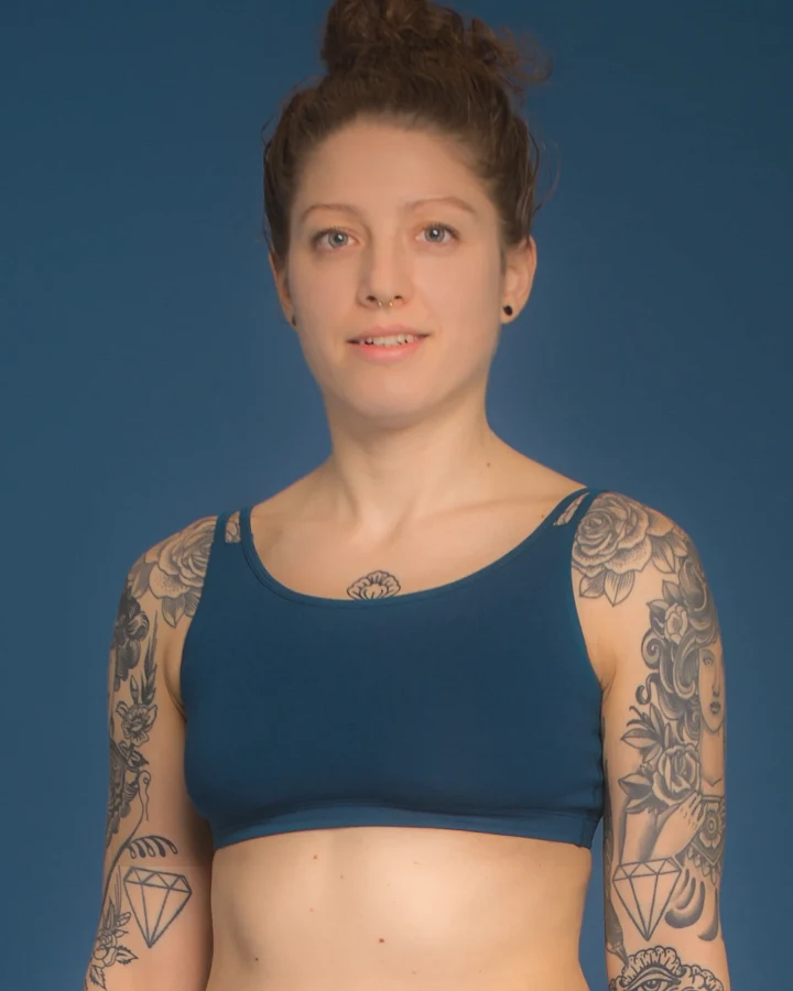nice to meet me Damen vegan Sport-Bh Breathe Star Blau