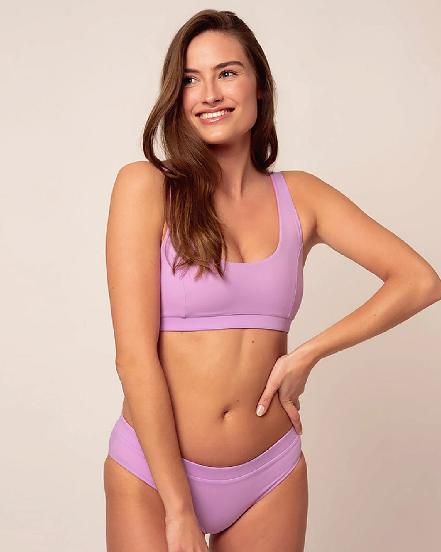 Woodlike Damen vegan Bikinioberteil Anais Reversible Lilac Lila / Pink – Ansicht 2