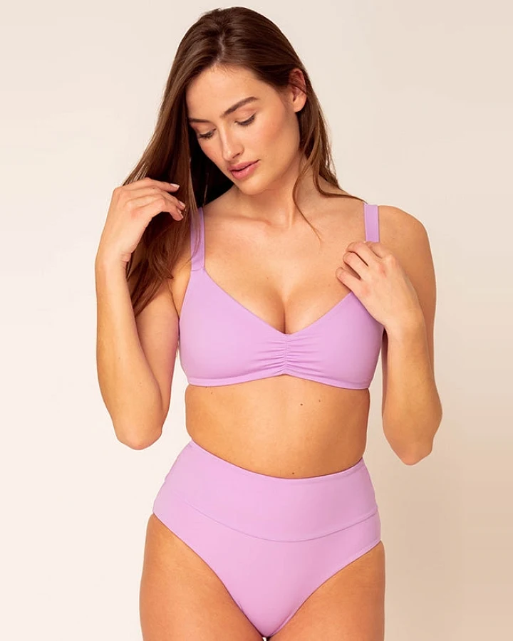 Woodlike Damen vegan Bikinioberteil Ruffle Lila