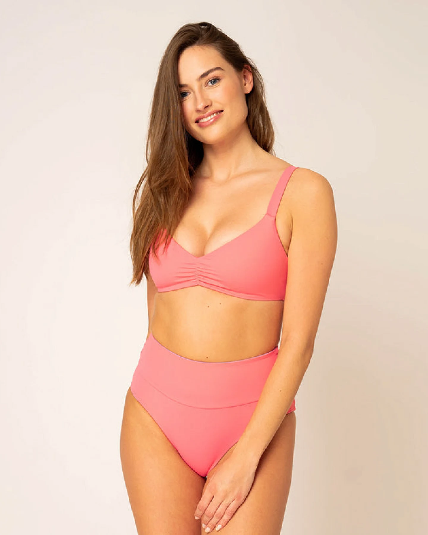 Woodlike Damen vegan Bikinioberteil Ruffle Pink – Ansicht 2