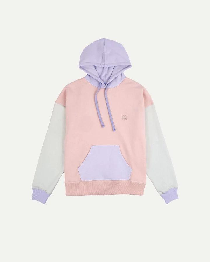 Trendsplant Damen vegan Hoodie Oversized Color Block Pink, Lila & Grün