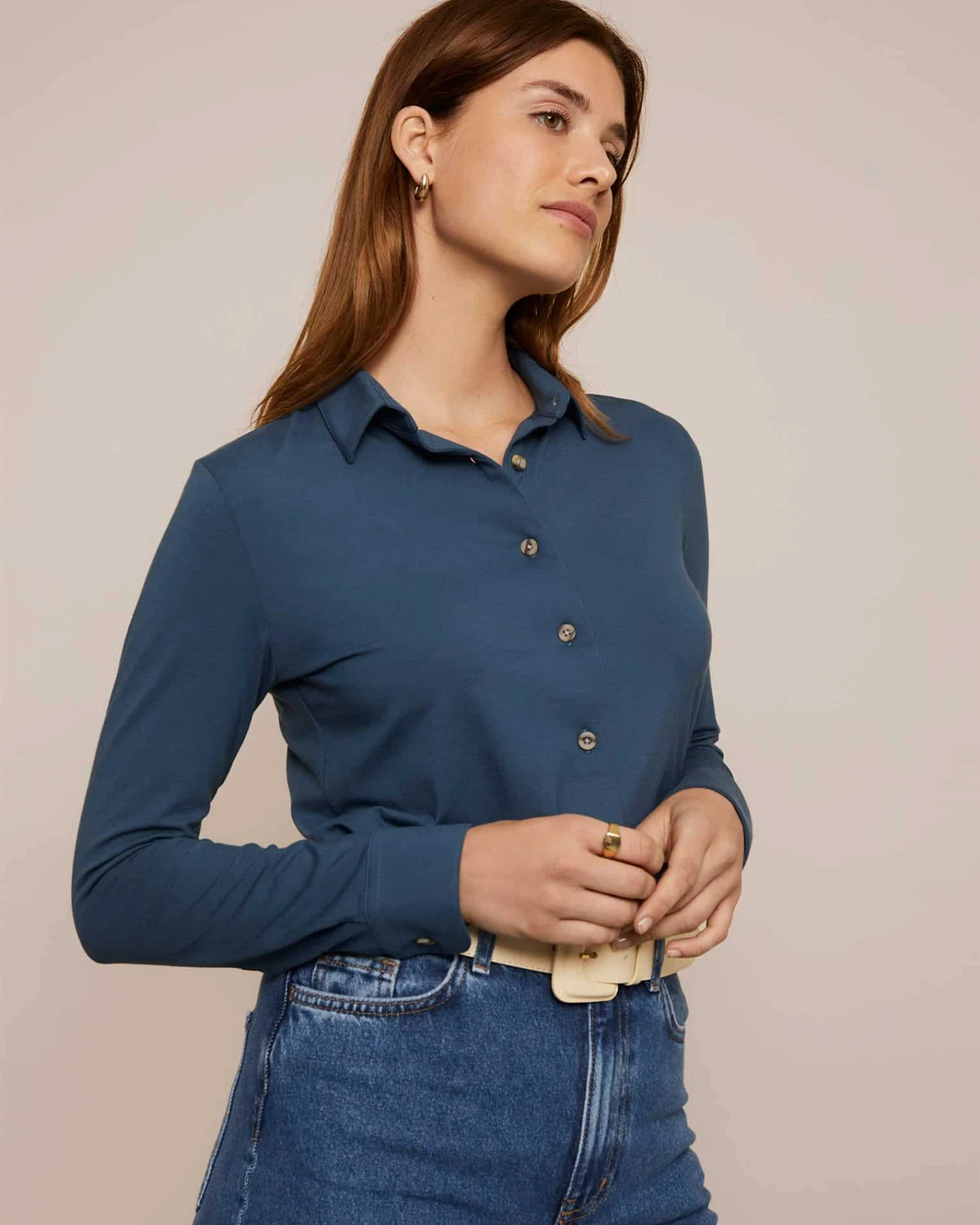 Arber Studio Damen vegan Zedernbluse Blau – Ansicht 2