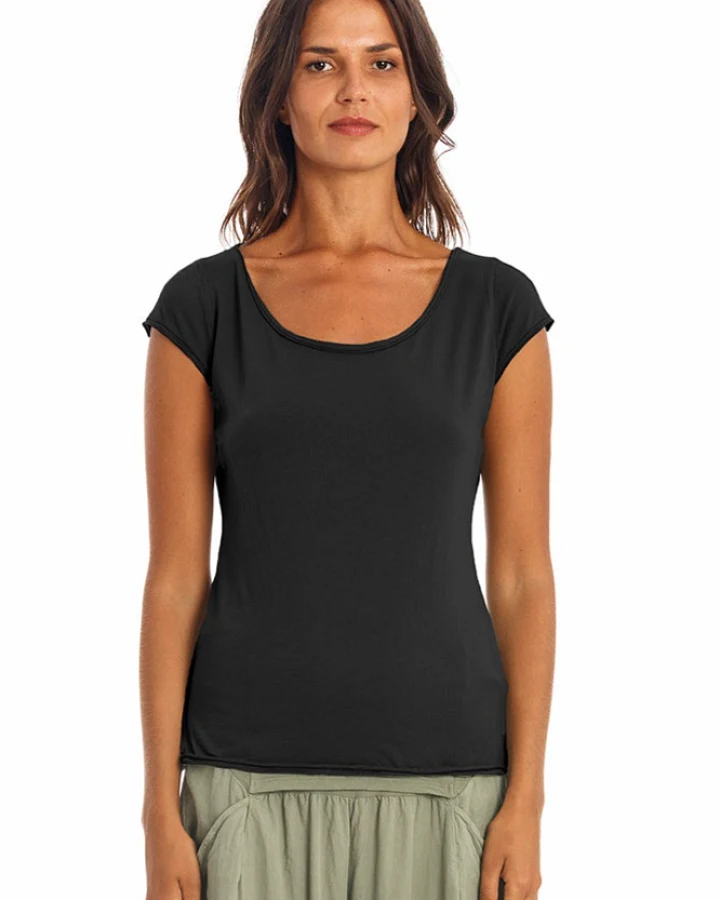 RAVENS VIEW IBIZA Damen vegan T-Shirt Boyfriend Schwarz