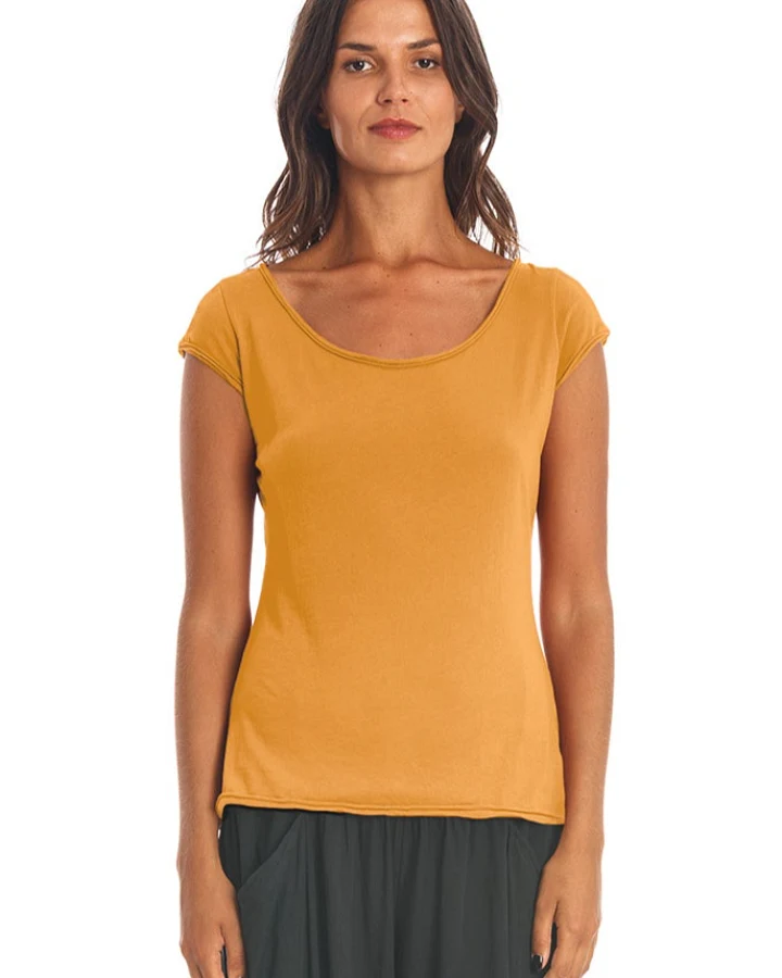 RAVENS VIEW IBIZA Damen vegan T-Shirt Boyfriend Gold Sand Gelb