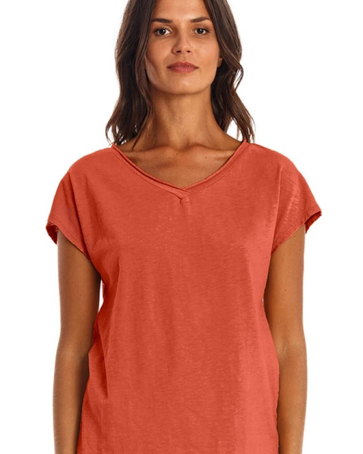 RAVENS VIEW IBIZA Damen vegan T-Shirt Arizona Erde Rot