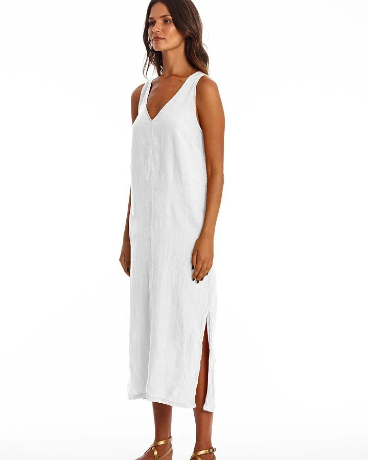 RAVENS VIEW IBIZA Damen vegan Kleid Winona White