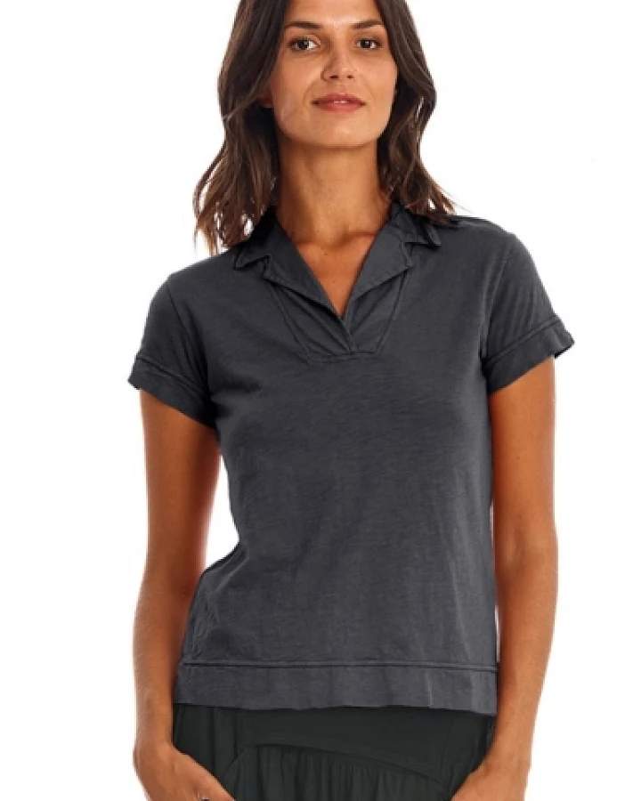 RAVENS VIEW IBIZA Damen vegan Polo T-Shirt Alexa Lava Blau