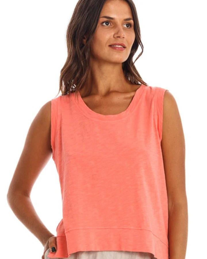 RAVENS VIEW IBIZA Damen vegan T-Shirt Ärmellos Ivy Koralle Rosa