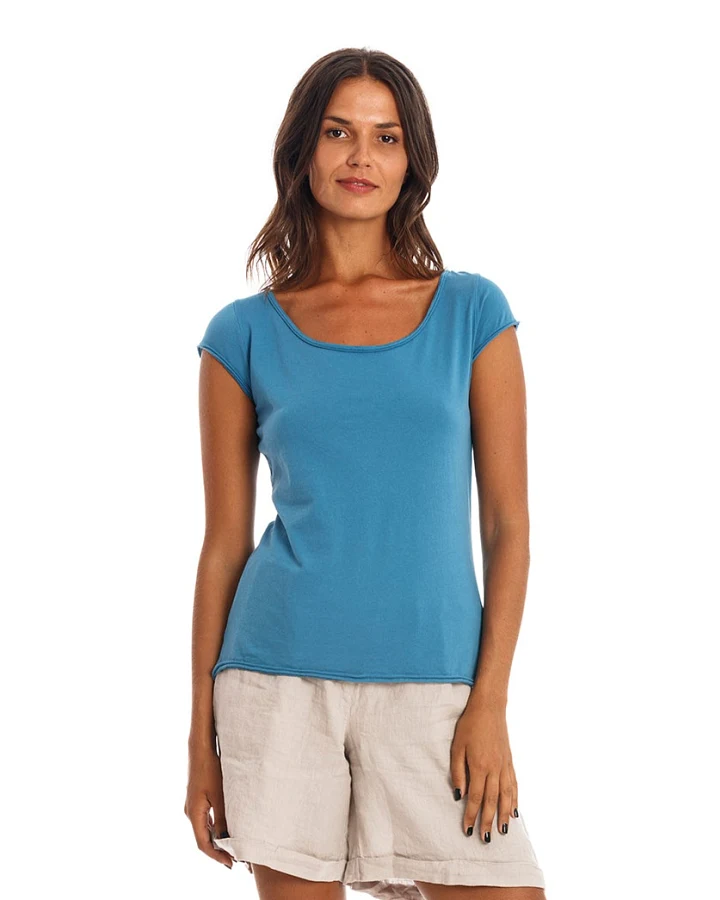 RAVENS VIEW IBIZA Damen vegan T-Shirt Boyfriend Maui Blue