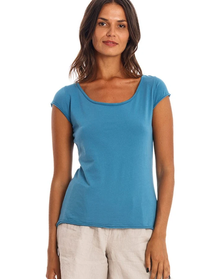 RAVENS VIEW IBIZA Damen vegan T-Shirt Boyfriend Maui Blue