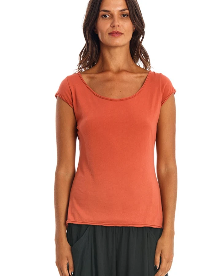 RAVENS VIEW IBIZA Damen vegan T-Shirt Boyfriend Erde Rot