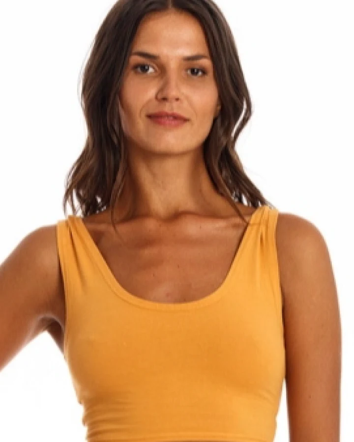 RAVENS VIEW IBIZA Damen vegan Yoga Top Gold Sand Gelb