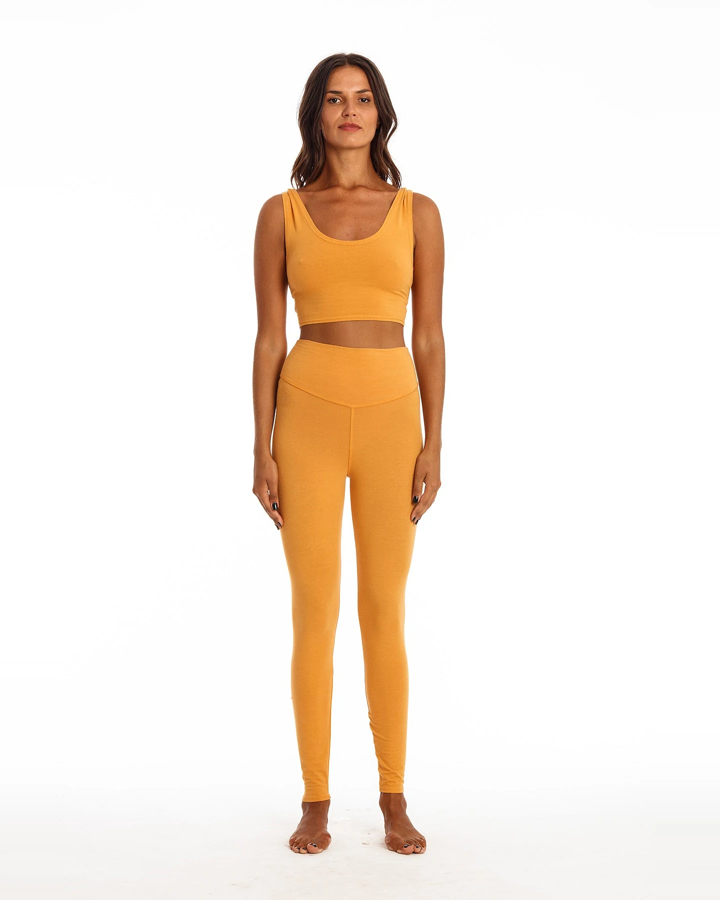 RAVENS VIEW IBIZA Damen vegan Yoga Top Gold Sand Gelb – Ansicht 2