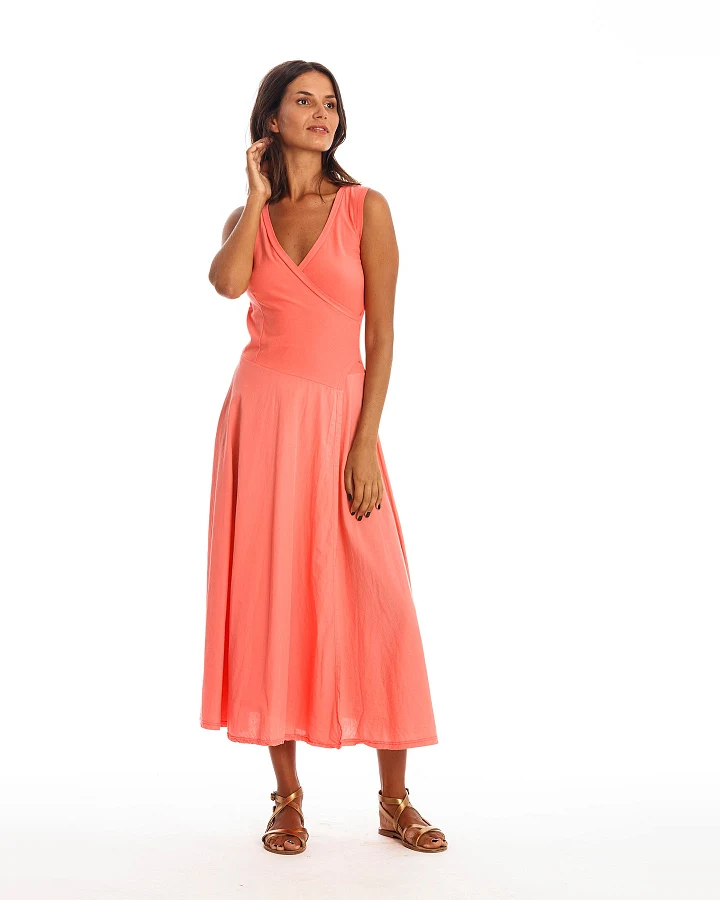 RAVENS VIEW IBIZA Damen vegan Ärmelloses Kleid Veronika Koralle Rosa
