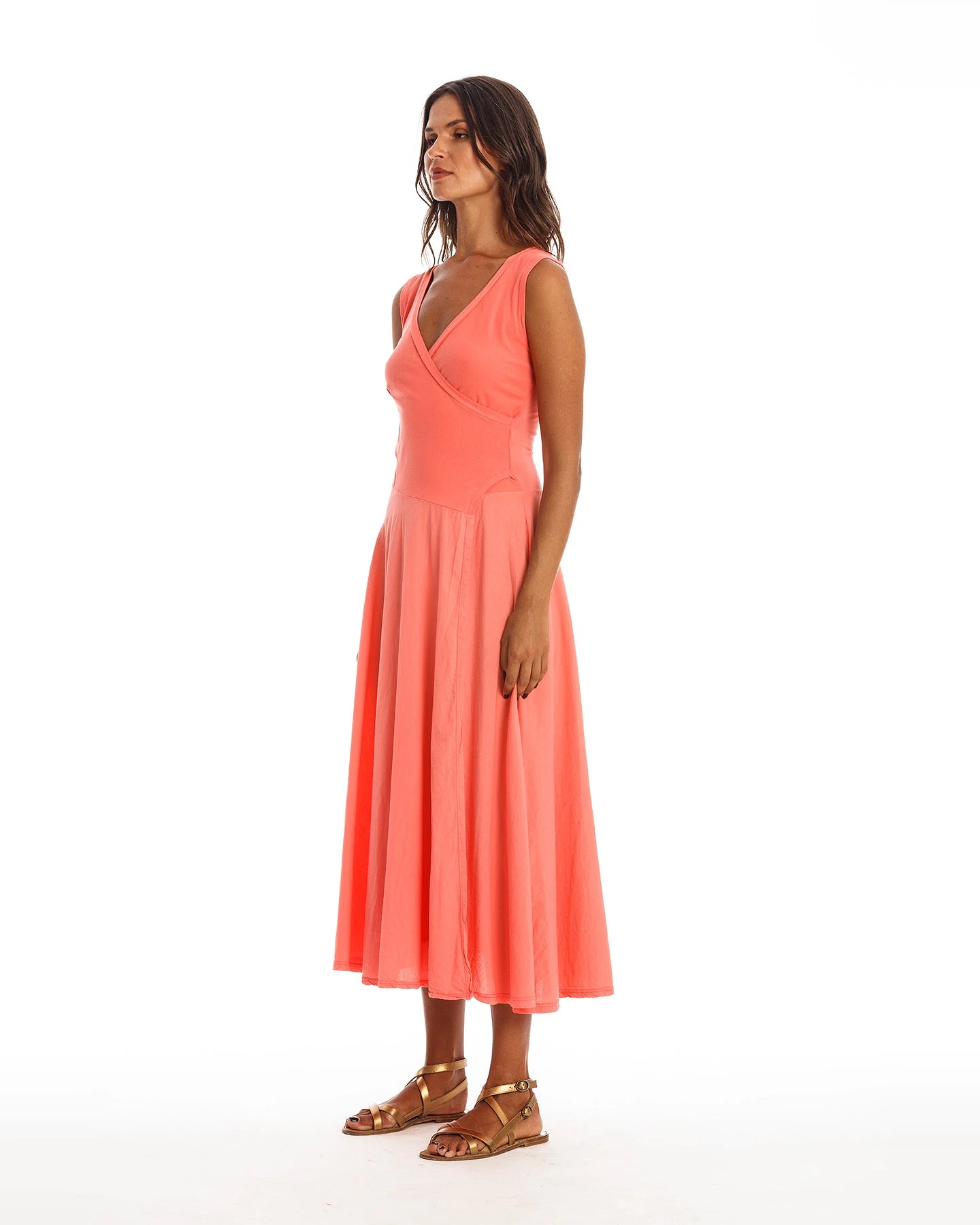 RAVENS VIEW IBIZA Damen vegan Ärmelloses Kleid Veronika Koralle Rosa – Ansicht 2