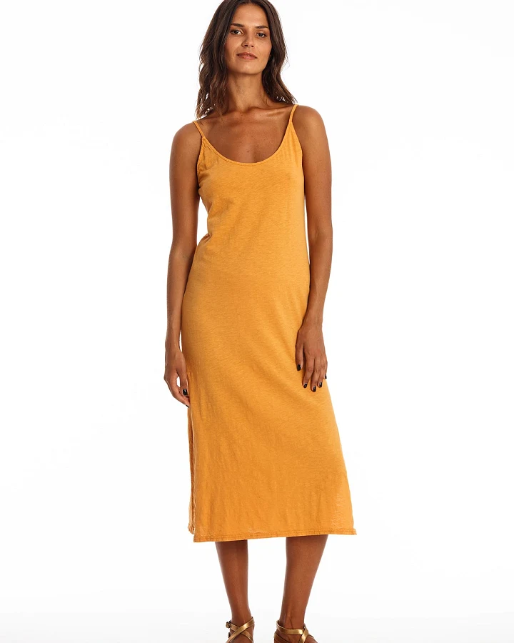 RAVENS VIEW IBIZA Damen vegan Kleid Rhea Gold Sand Gelb