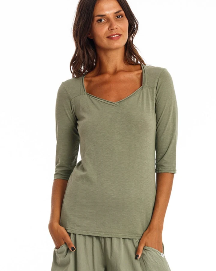RAVENS VIEW IBIZA Damen vegan Top Sasha Khaki Grün