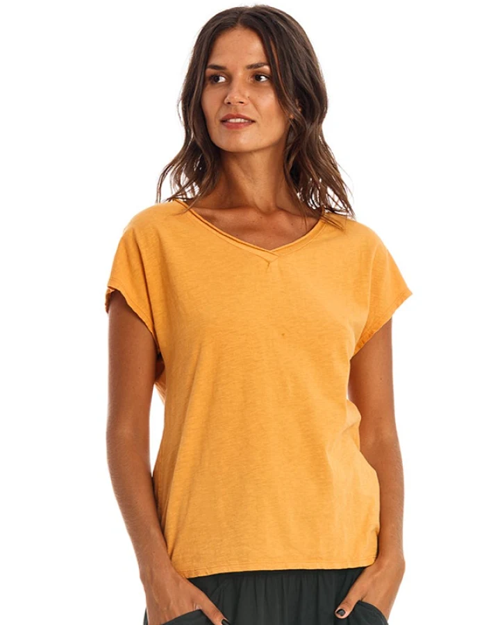 RAVENS VIEW IBIZA Damen vegan T-Shirt Arizona Gold Sand Gelb