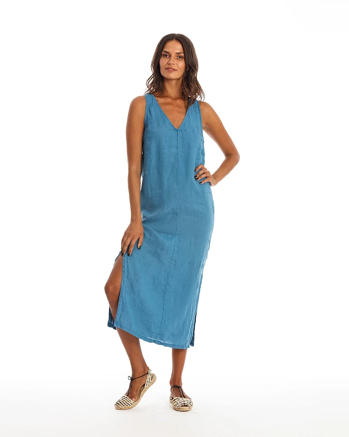 RAVENS VIEW IBIZA Damen vegan Kleid Winona Maui Blau