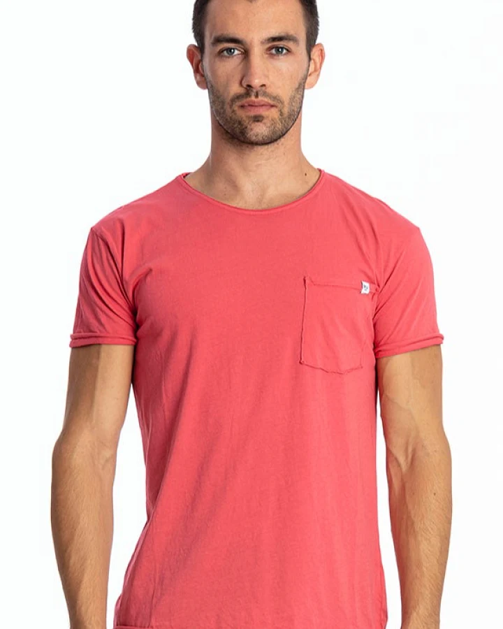 RAVENS VIEW IBIZA Herren vegan T-Shirt Rundhalsausschnitt Wild Pocket Flamingo Rosa