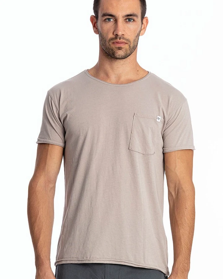 RAVENS VIEW IBIZA Herren vegan T-Shirt Rundhalsausschnitt Wild Pocket Stone Grey