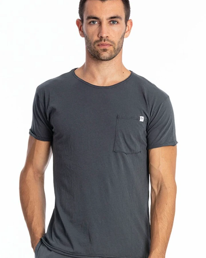 RAVENS VIEW IBIZA Herren vegan T-Shirt Rundhalsausschnitt Wild Pocket Lava Blau