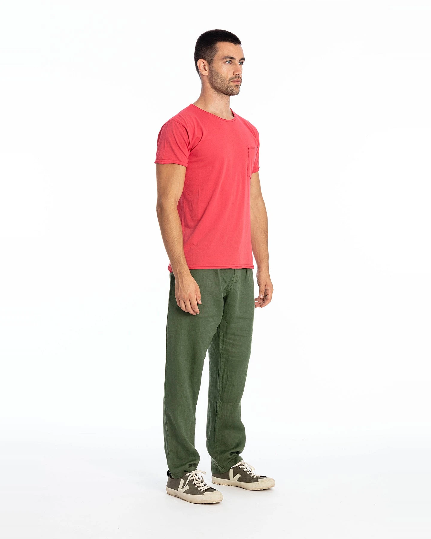 RAVENS VIEW IBIZA Herren vegan T-Shirt Rundhalsausschnitt Wild Pocket Electric Red – Ansicht 2