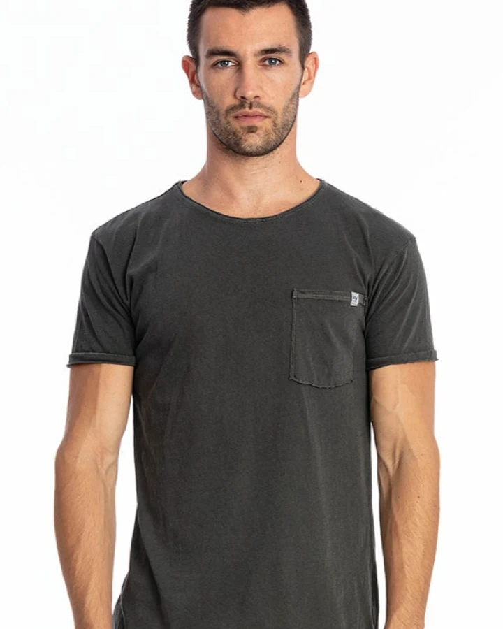 RAVENS VIEW IBIZA Herren vegan T-Shirt Rundhalsausschnitt Wild Pocket Anthrazit Grau
