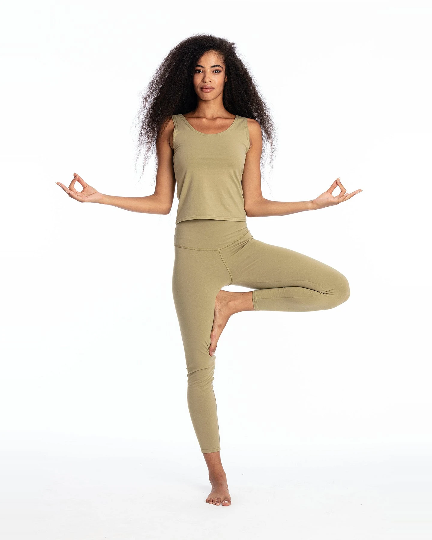 RAVENS VIEW IBIZA Damen vegan Legging Deva Dunkel Aloe Grün – Ansicht 2