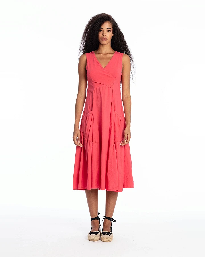 RAVENS VIEW IBIZA Damen vegan Kleid Ärmellos Paola Electric Red