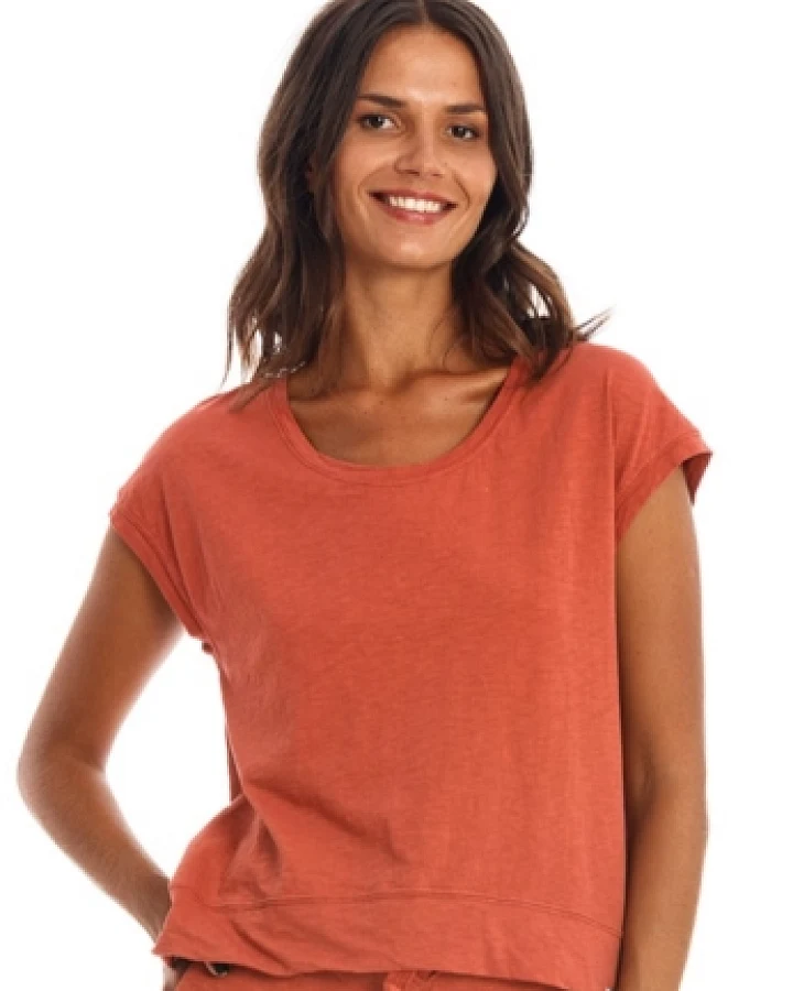 RAVENS VIEW IBIZA Damen vegan T-Shirt Ivy Erde Rot