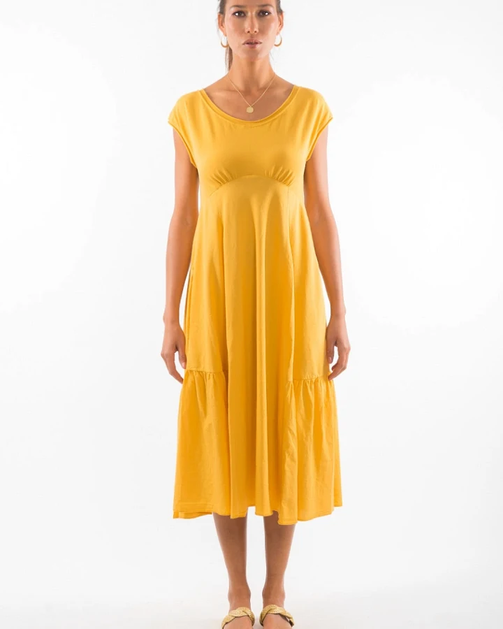 RAVENS VIEW IBIZA Damen vegan Kleid Anne Gold Gelb