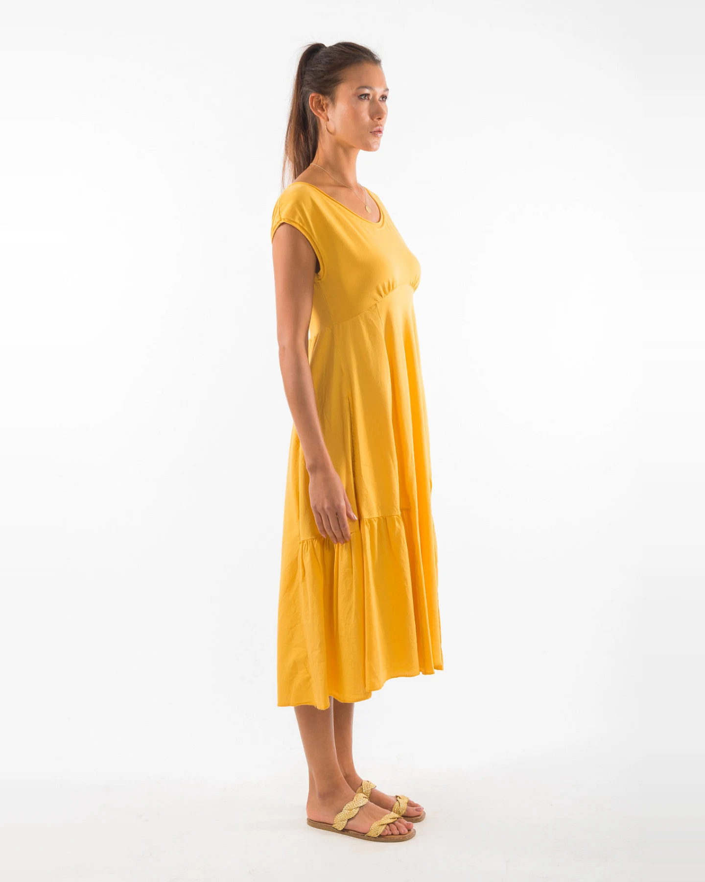 RAVENS VIEW IBIZA Damen vegan Kleid Anne Gold Gelb – Ansicht 2