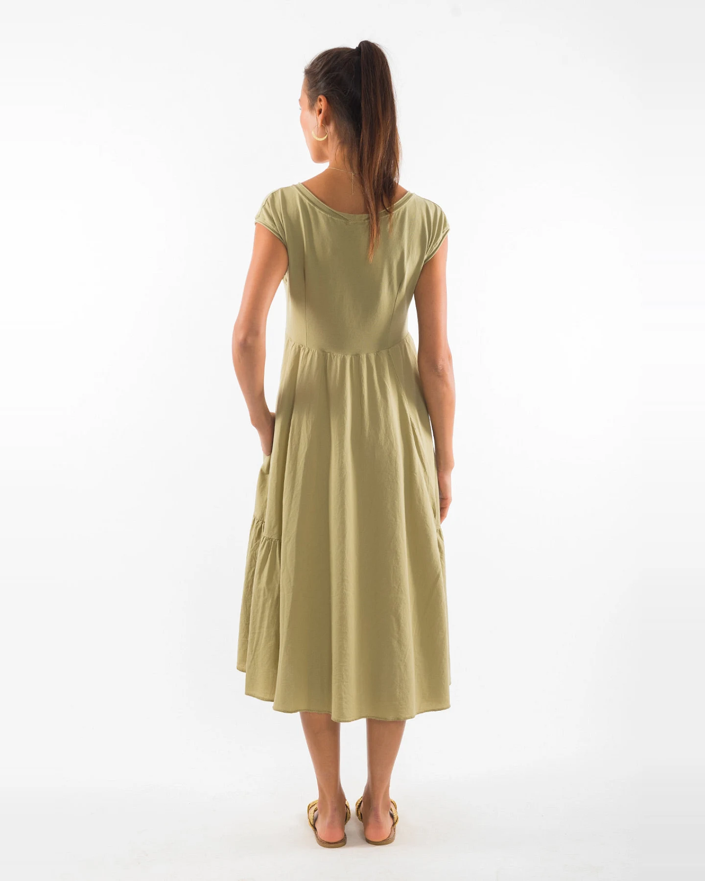 RAVENS VIEW IBIZA Damen vegan Kleid Anne Dunkel Aloe Grün – Ansicht 2