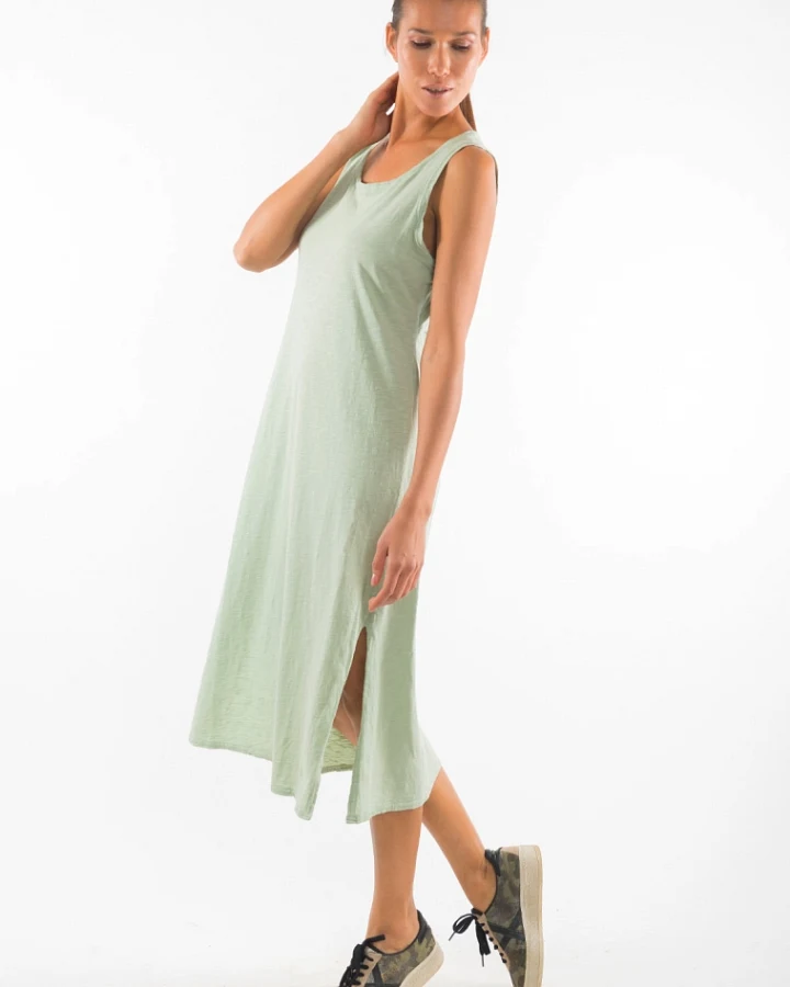 RAVENS VIEW IBIZA Damen vegan Ärmelloses Kleid Uma Helles Aloe Grün