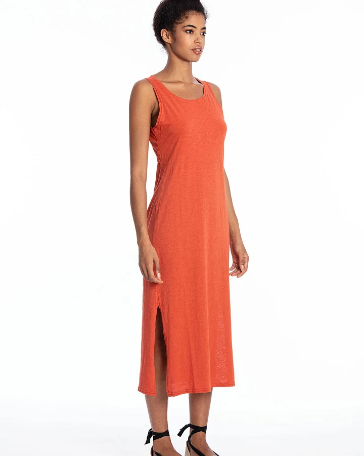 RAVENS VIEW IBIZA Damen vegan Kleid Ärmellos Uma Terracotta Orange