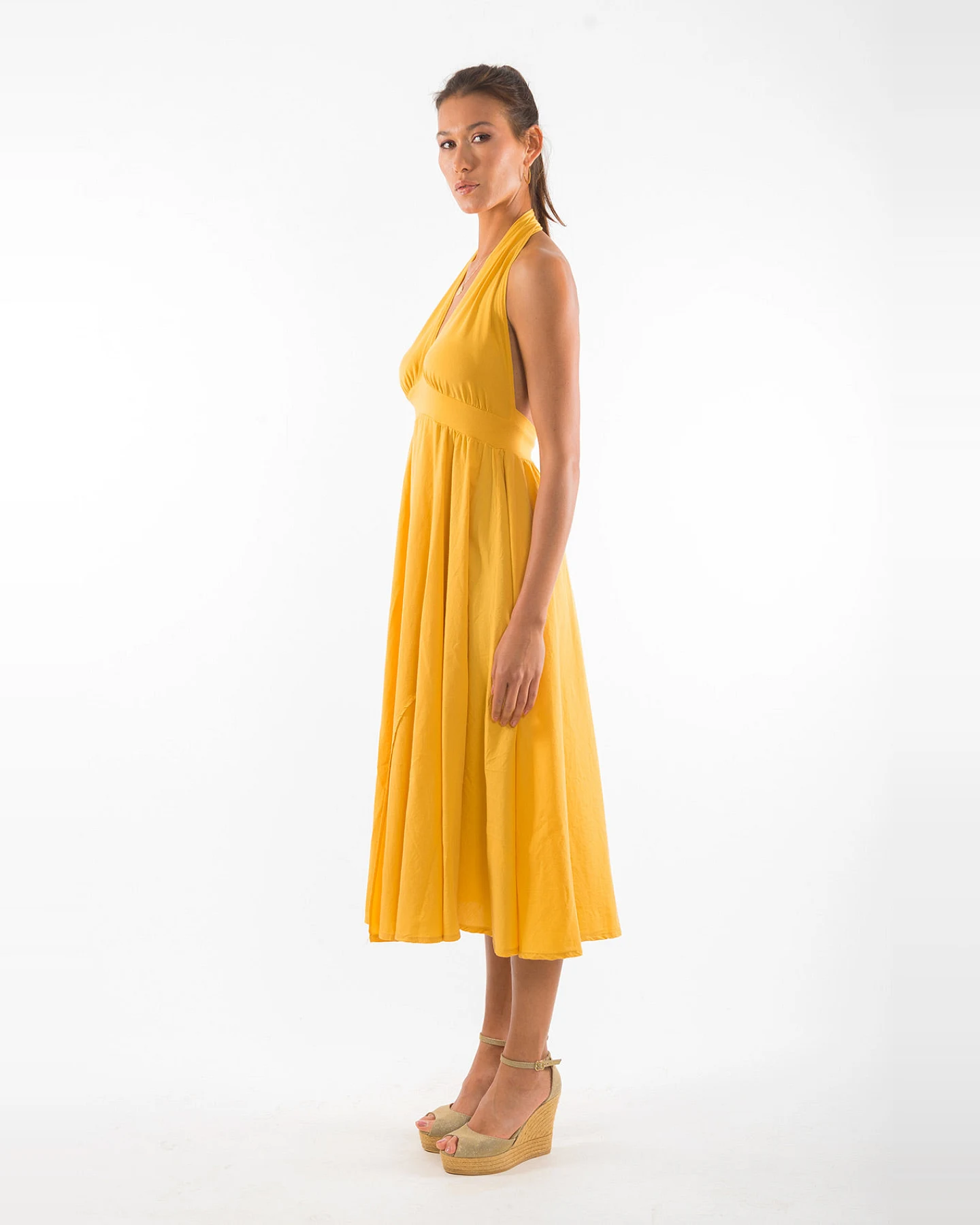 RAVENS VIEW IBIZA Damen vegan Kleid Marilyn Gold Gelb – Ansicht 2