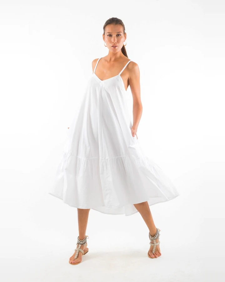RAVENS VIEW IBIZA Damen vegan Kleid Chiara Weiß