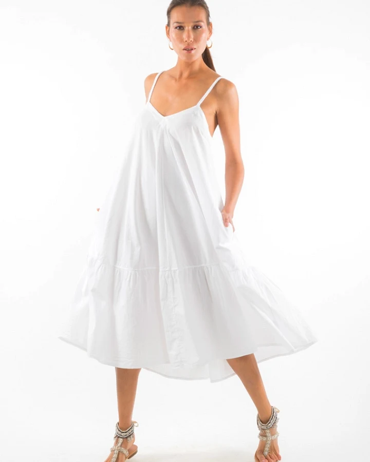 RAVENS VIEW IBIZA Damen vegan Kleid Chiara Weiß