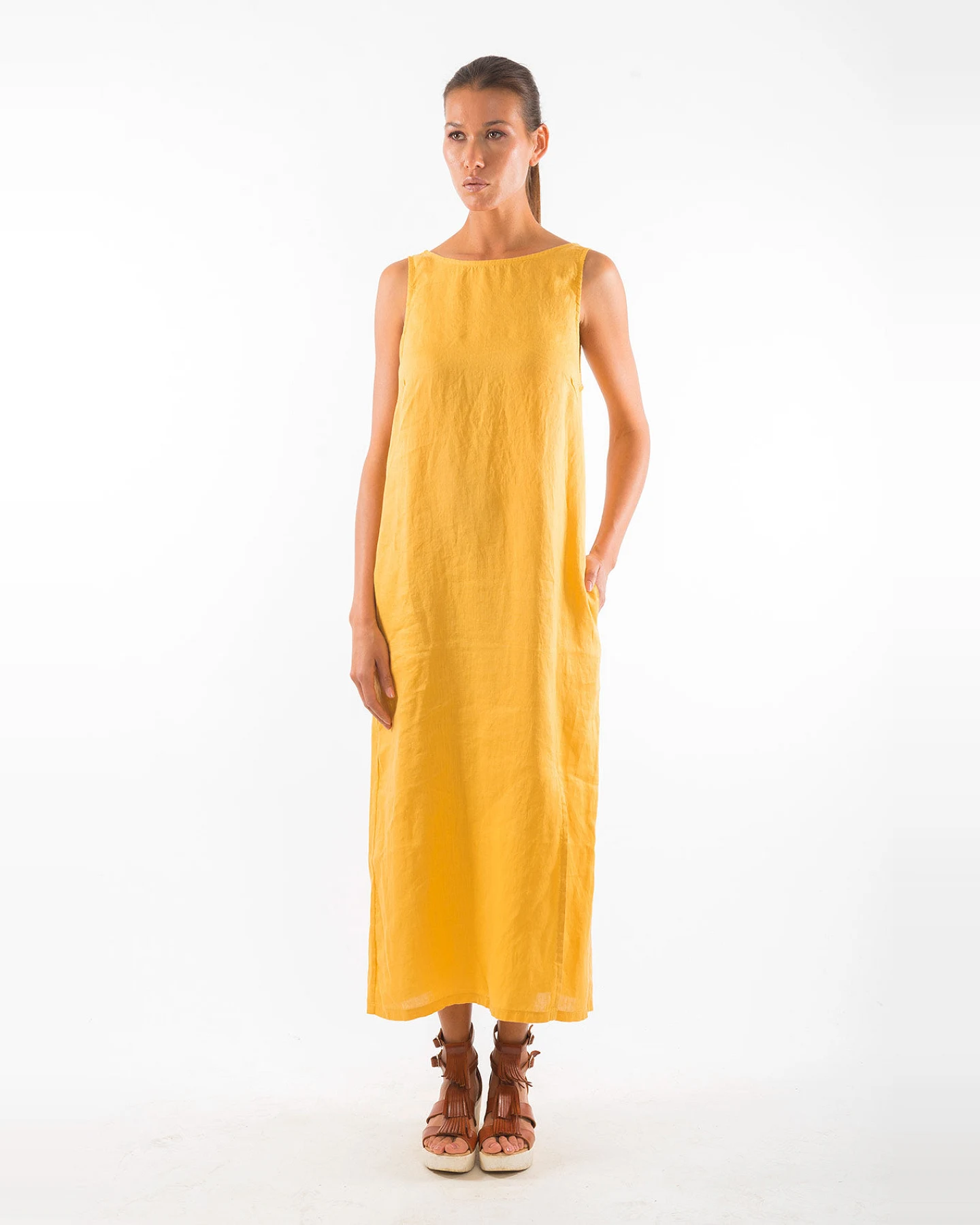 RAVENS VIEW IBIZA Damen vegan Kleid Gala Gold Gelb – Ansicht 2