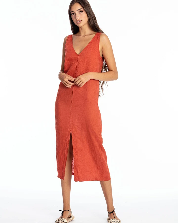 RAVENS VIEW IBIZA Damen vegan Kleid Chlöe Terracotta Orange