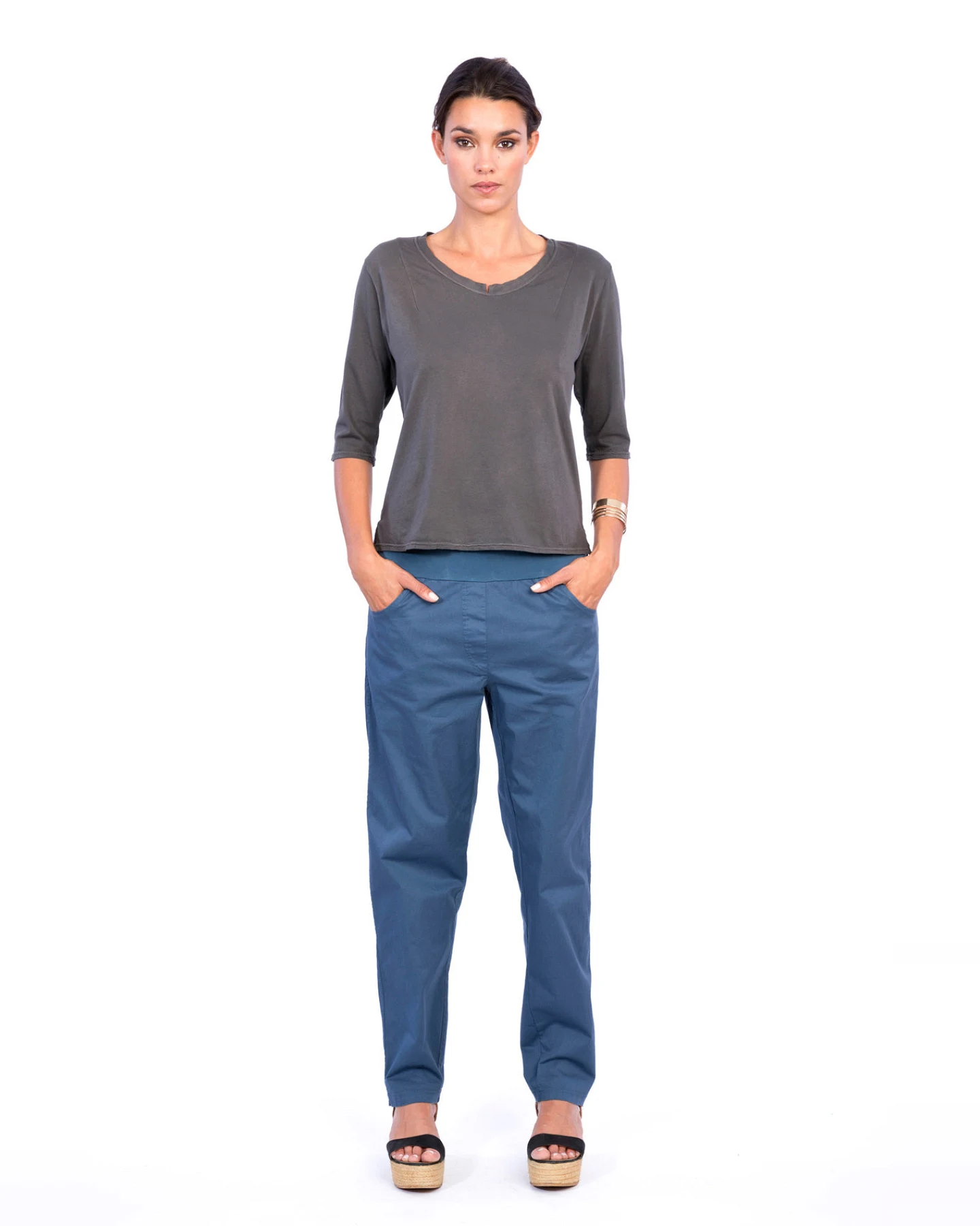 RAVENS VIEW IBIZA Damen vegan Hose Dubai Denim Blau – Ansicht 2